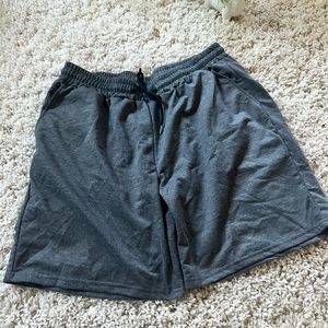 Romwe dark grey minimalist casual preppy drawstring short trousers.